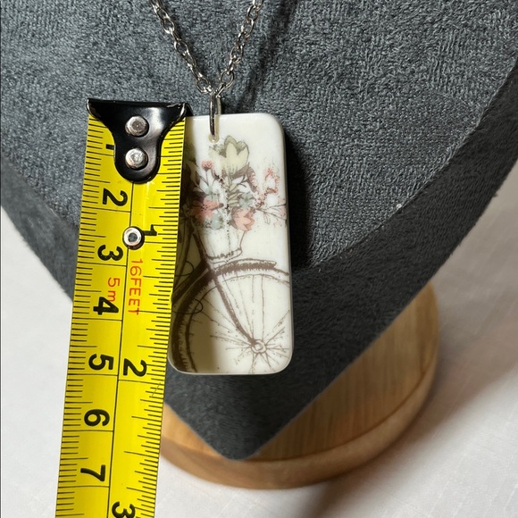 Domino necklace. Deana Designs Unique. Fun Bike flowers pendant - Picture 3 of 8